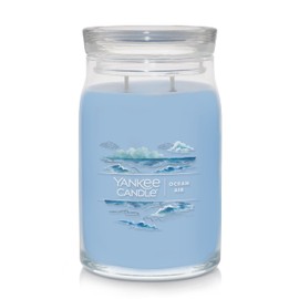 Yankee Candle Ocean Air Scented, Signature 20oz Large Jar 2-Wick Candle, Over 60 Hours of Burn Time