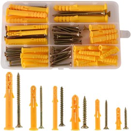 88 Piece Wall Plug Set (44 x Masonry Screws, 44 x Expansion Anchor Screws), M3.5 M4 M5 Self-Screw Wall Plug, Plug, Expansion Plug