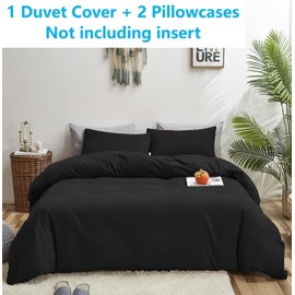 SDIII Black Duvet Cover Queen with 2 Pillowcases, Not Including Comforter Inside, Microfiber Black Queen Duvet Cover with Corner Ties and Zipper Closure