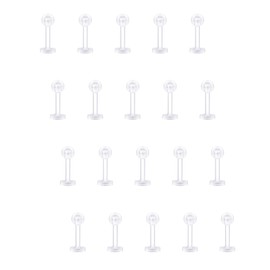 Crdifu 20 Plastic Lip Piercing Labret Stud Retainers Flexible Plastic 6/8/10/12 mm Bioflex Acrylic, Plastic