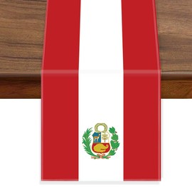 Peru Velvet Table Runner,Peruvian Flag Table Cloth Decoration,Soft Texture Tablecloth for Home Party Decor 12×72inch