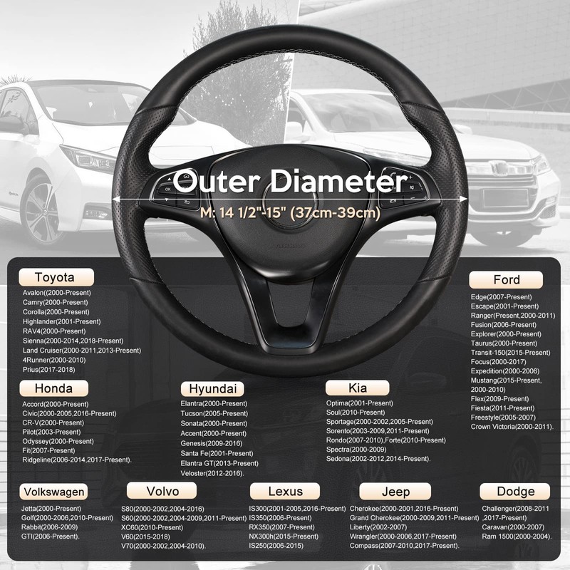 SEG Direct Car Steering Wheel Cover for Medium Standard Size