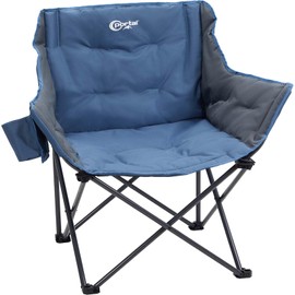 PORTAL 32In Extra Wide Camping Chair for Adults, Oversized Folding Chair with Cup Holder & Carry Bag, Heavy-Duty Outdoor Chair Supports 350 lbs, Portable for Camping, Lawn, Patio – Blue (1-Pack)