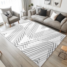 Large Area Floor Rug Living Room Soft Machine Washable Big First Apartment Essentials Aesthetic Decor New Home Must Haves House Warming Accessories Bedroom Things Stuff Housewarming Gift Grey Gray