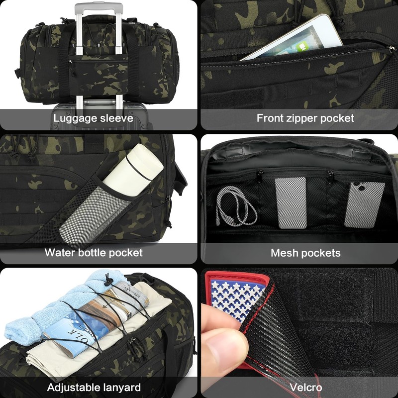 3-in-1 Tactical Gym & Travel Duffle Bag Backpack Men Multi-Functional