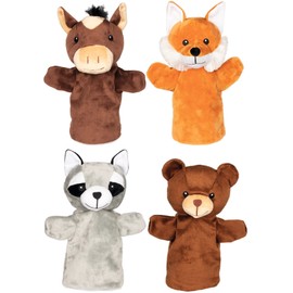 goki 51803 - Handpuppen Tiere Arino, Funu, Wassti und Baru, 4 Handpuppen im Set