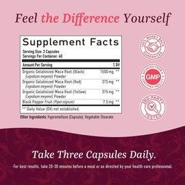 SM Organic Maca Root Capsules for Women Peruvian Maca 2250MG Extra Strength 120c