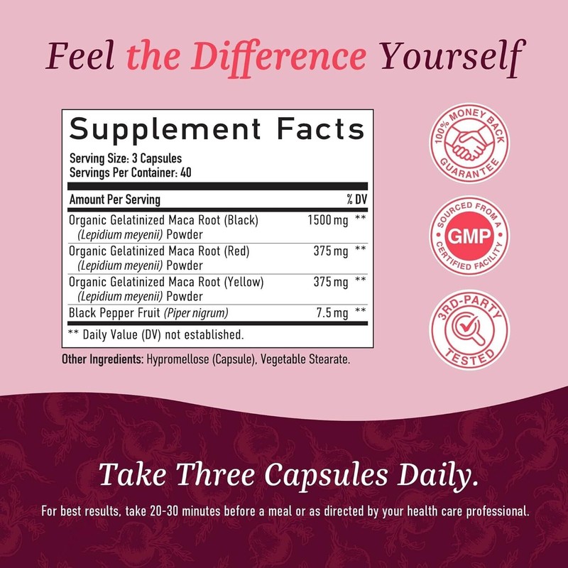 SM Organic Maca Root Capsules for Women Peruvian Maca 2250MG