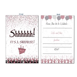 Elcer Surprise Party invitations | It’s a surprise Birthday | Kids and Adults | Fill In Style | Rose Gold & Black | Confetti Streamers Party Invitations | 20 Count With Envelopes | All occasions