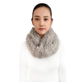Shaggy Faux Poodle Fur Women's Fall Winter Infinity Scarf Neck Warmer (Light Gray)