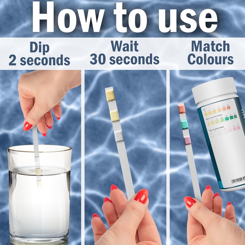 AQUAVERITY Hot Tub Test Strips 3 in 1, 100 Pool,