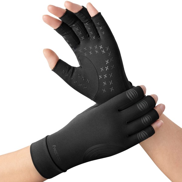 Copper Arthritis Gloves, Compression Gloves for Rheumatoid & Osteoarthritis, Osteoarthritis Gloves, Fingerless Gloves, Relieve Pain from Rheumatism, RSI, Carpal Tunnel, Joint Pain XS