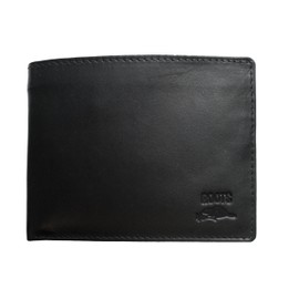 Roots Men's Slimfold Leather 3-Way Zip-Around RFID Secured Bifold Wallet with 5 Card Slots and Gusset Coin Pocket, Clear Id Window - Travel Passcase, Black