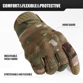 WTACTFUL Flexible Breathable Tactical Gloves Tactical Gloves Men's Full Finger Touchscreen Gloves Applies to Climbing Cycling Motorcycle Hunting L CP Camo
