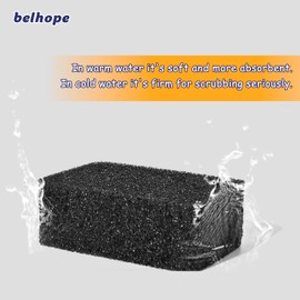 belhope Black Scrub Sponges - Scratch-Free Multipurpose Dish Sponge for Kitchen, Bathroom - Temperature Controlled Sponges for Scrubbing - Stain & Odor Resistant (6 Pack Rectangle)