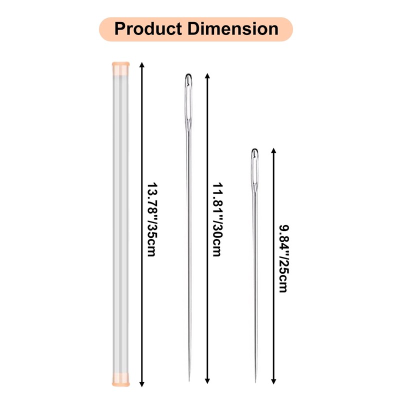 7 Pack 10"/12" Upholstery Needle and Stroage Tube, Large Sewing