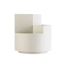 Creative Rotating Pen Holder Pen Pot, 3 Compartments Pencil Holder Pot Desktop Makeup Brush Holder Pot for Desk, Office, School Pen Storage Organizer(White)