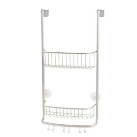 iDesign Forma Bathroom Over The Door Shower Caddy with Storage Baskets Shelves for Shampoo, Conditioner, Soap, Set of 1, Satin