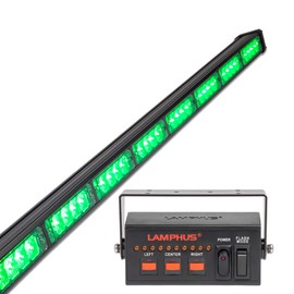 LAMPHUS SolarBlast 38" 32W Green LED Traffic Advisor Light Bar with TA Controller Box - 12V Waterproof Directional Flashing Emergency Safety Warning Lightbar for EMS Responder Rescue Servcice Truck