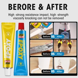 2 Part Epoxy Glue, 5 Minute Epoxy Adhesive, Rapid Cure Golf, Wood, Plastic and Metal etc, Waterproof & Extra Strength, High Temperature Resistance, 2 x 20g, Clear