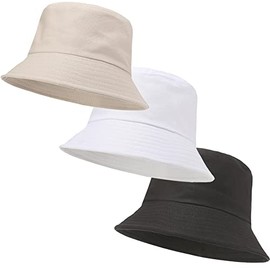 LPMOERA Unisex Athletic Bucket Hat Solid Colors Sun Hat with UV Protection for Outdoor Sports Packable Summer Hats 3 Black/White/Beige