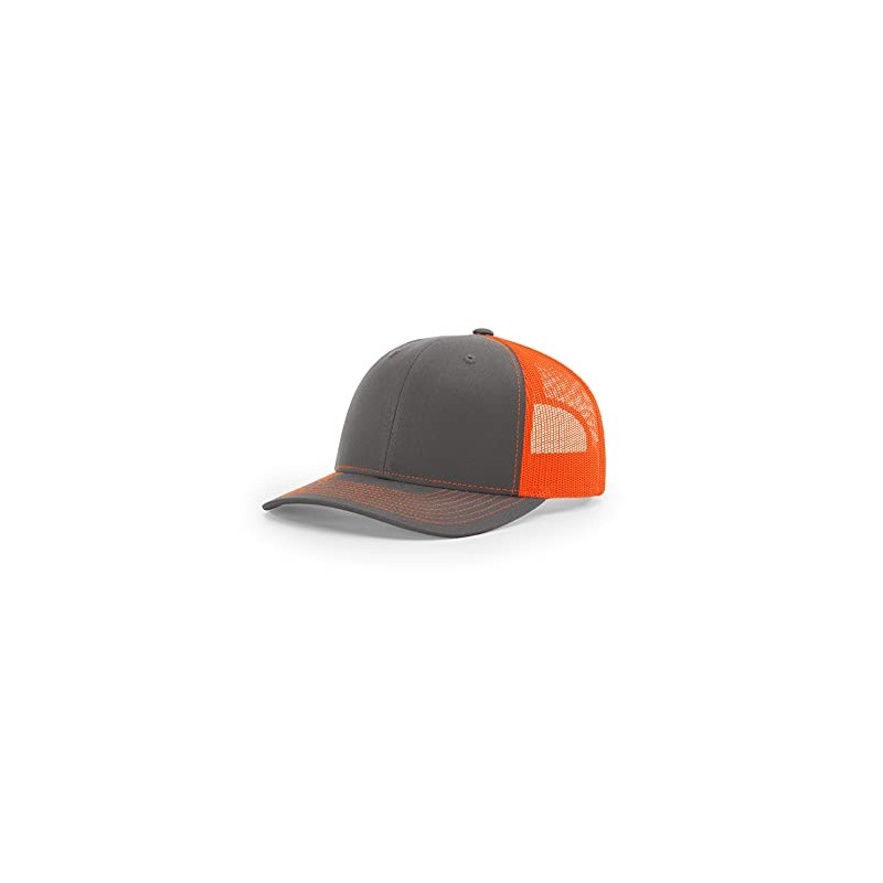 RICHARDSON 112 Trucker OSFA Baseball Hat Ball Cap, Charcoal/Neon Orange
