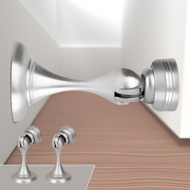 Mega Handles Magnetic Door Stopper - Magnetic Door Stoppers for Wall - Satin Nickel (2 Pack)