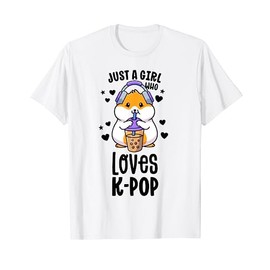 K Pop Gifts For Teens Girl Kawaii KPop Hamster Bubble Tea T-Shirt