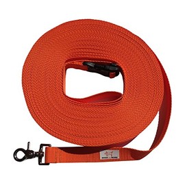 DOGS and MORE - Recall lead with detachable hand loop - 20 metres (orange; 25 mm wide) / search lead / field lead