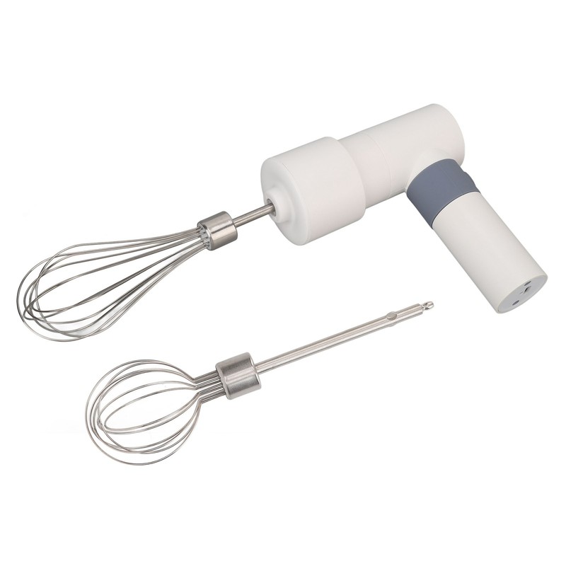 Electric Hand Mixer Warm White Cordless Rechargeable 2000mAh Battery Stainless