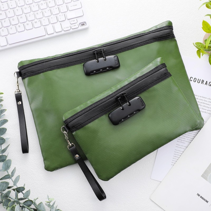 Nezyo Fireproof Safe Money Document Bag with Lock 2 Pcs