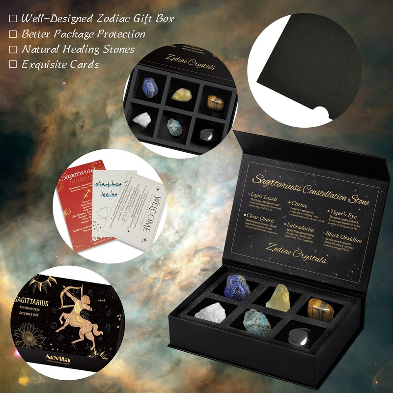 Sagittarius Crystals Gift Set, Zodiac Signs Healing Crystals Birthstones with