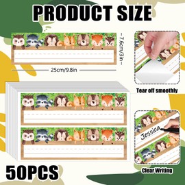 FYSUIMU 50 Pcs Woodland Animal Name Tag Stickers Cartoon Safari Friends Nameplates Self-Adhesive Label Decals for Back to School Classroom Home Students Desk