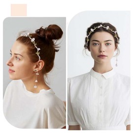 LINXI Flower Headband Pearl Butterfly Headband Crystal Tassel Headband Vintage Headwear Bridal Wedding Hair Accessories for Women Girls (style 1, M)