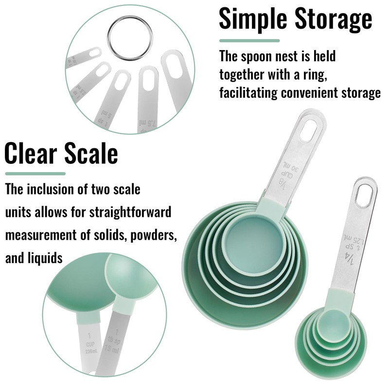zeyedemo 11PCS Measuring Cups and Spoons Set Durable Stackable Measuring