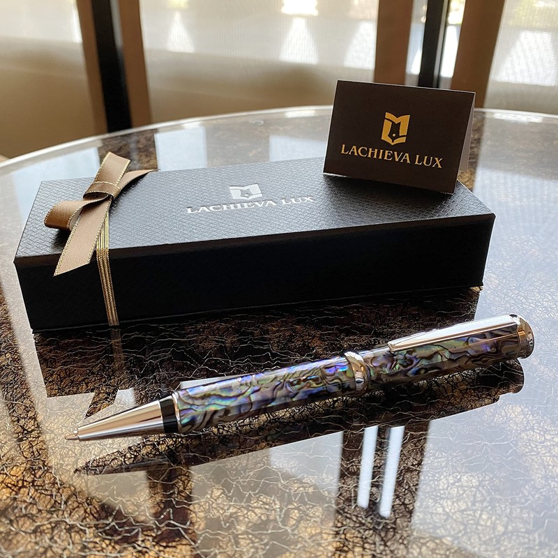 LACHIEVA LUX Premium Oil-Based Ballpoint Pen Natural Shell Abalone German-Made