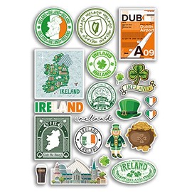 A4 Sticker Sheet Ireland Vinyl Stickers - Irish Dublin Landmarks City Beach Flag Map Holiday Suitcase Luggage Scrapbook Culture Travel #78886