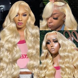 SEMANK Yellow Lace Front Wig Human Hair 200% Density Blonde Wig Human Hair 13x4 Body Wave Lace Front Wigs Human Hair Pre Plucked HD Lace Frontal Wig Glueless Yellow Colored Wigs Human Hair 22 Inch