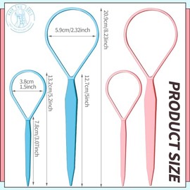 Teenitor 4pcs Pony Hair Tail Tools, 2 Pairs Hair Loop Styling Tool Hair Flipper Pull Through Tool, French Braiding Hair Tool Hair Accessories for Wome