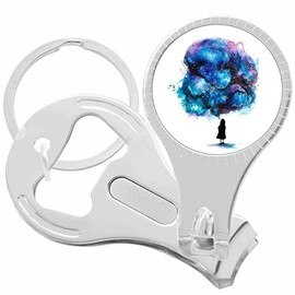 Girl Blue Purple Cloud Chaos Nail Clippers Plus Bottle Opener Keychain