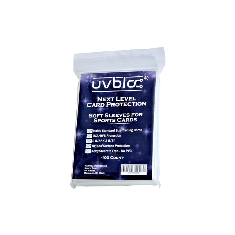 UVBLOC Penny Baseball Card Sleeves (100 Pack) Soft Protector Holders