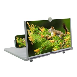 14" Mobile Phone Screen Magnifier, 3D HD Projector for Movies & Videos, Foldable Stand with Screen Amplifier, Supports All Smartphones (White, 14 inches)