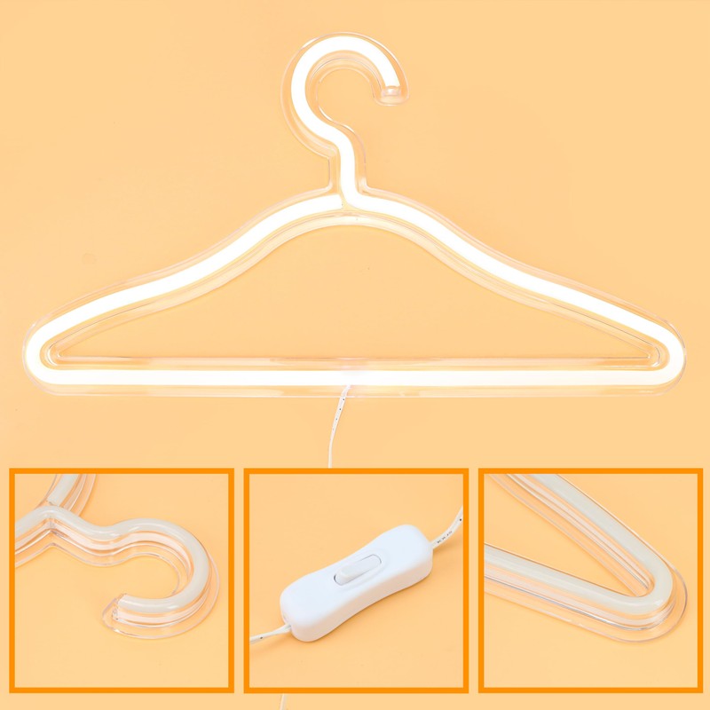 LED Neon Light Hangers Display Stand 15''x8'', USB Powered Clothes