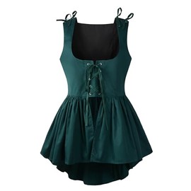 Reminisce Boutique Renaissance Corset Victorian Medieval Womens Waistcoat Ren Faire LARP Costume, Green, X-Large