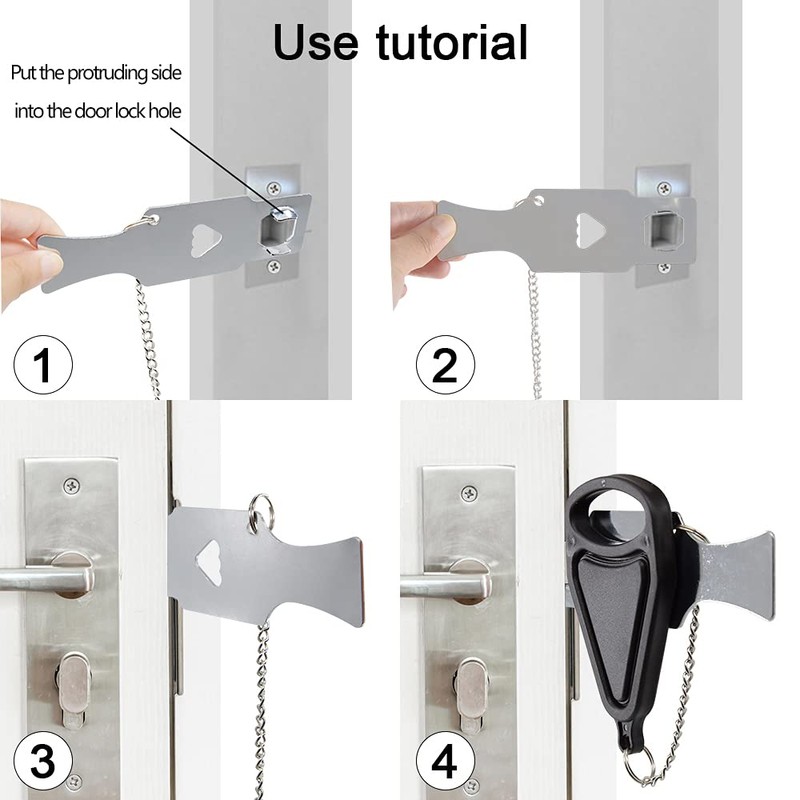 ポータブルドアロック、トラベルロック、AirBNBロック、学校のロックダウンロックもセキュリティホームアパートメントリビングホテルモーテル。セキュリティロックは旅行、家族、ホテルのセキュリティに使用されます (黒 1)…