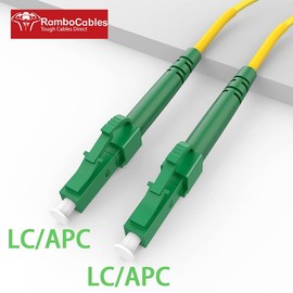 RamboCables 3ft(1m) Fiber Optic Cable Singlemode LC/APC to LC/APC OS2 Simplex 9/125μm LSZH FTTH Yellow OD 2.0mm