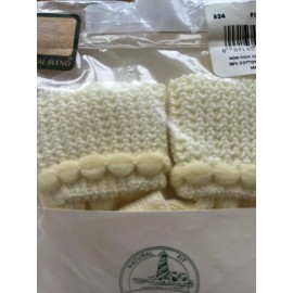 Two Feet Ahead Baby Booties Pom Pom Socks 0-6 Mo Yellow Maize 1Pr Cotton NEW Vtg