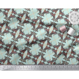 Soimoi Green Velvet Fabric Cat Tribal Fabric Prints by Yard 58 Inch Wide