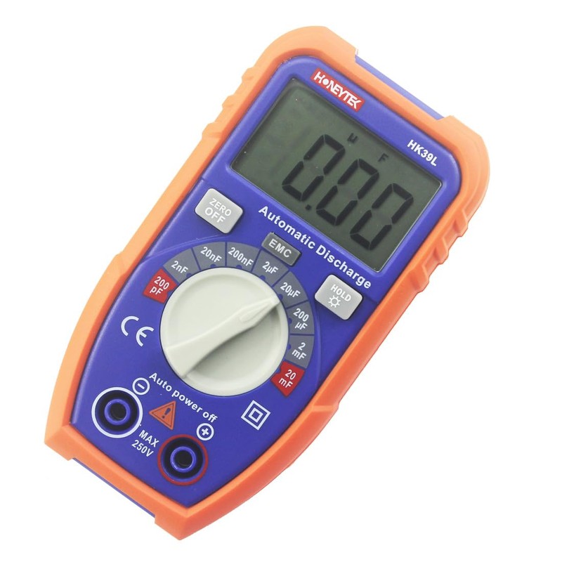 Honeytek HK39L Capacitor Tester with LCD Backlight, Safety Jacket 1999