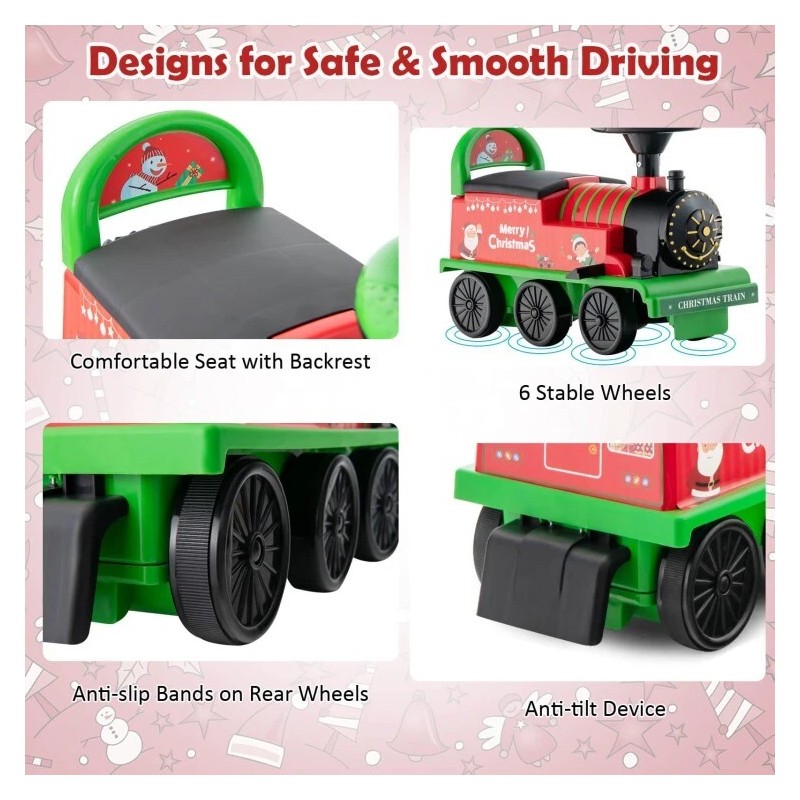 Costway 6V Battery Powered Kids Ride On Electric Train Set